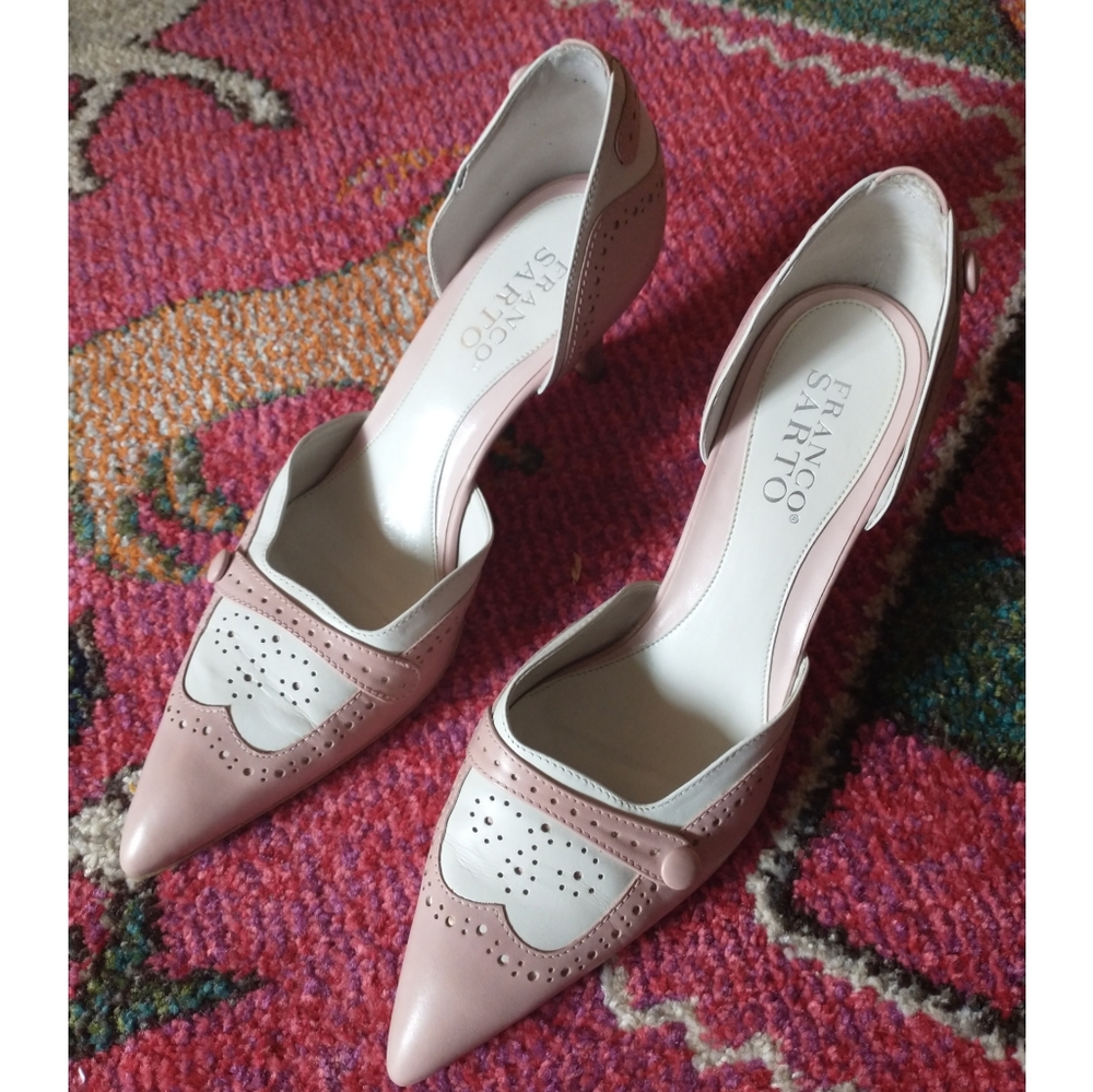 Franco Sarto Pink and Cream Oxford Heel